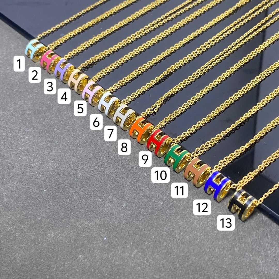 Buy replica Hermes Mini Enamel H Pendant Necklace and replica jewelry from PICKS Jewelry