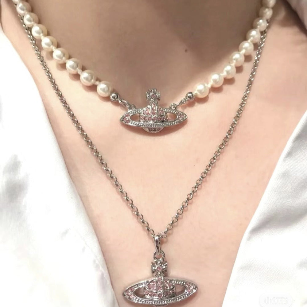 Buy replica Vivienne Westwood Pink Saturn Necklace and replica jewelry from PICKS Jewelry