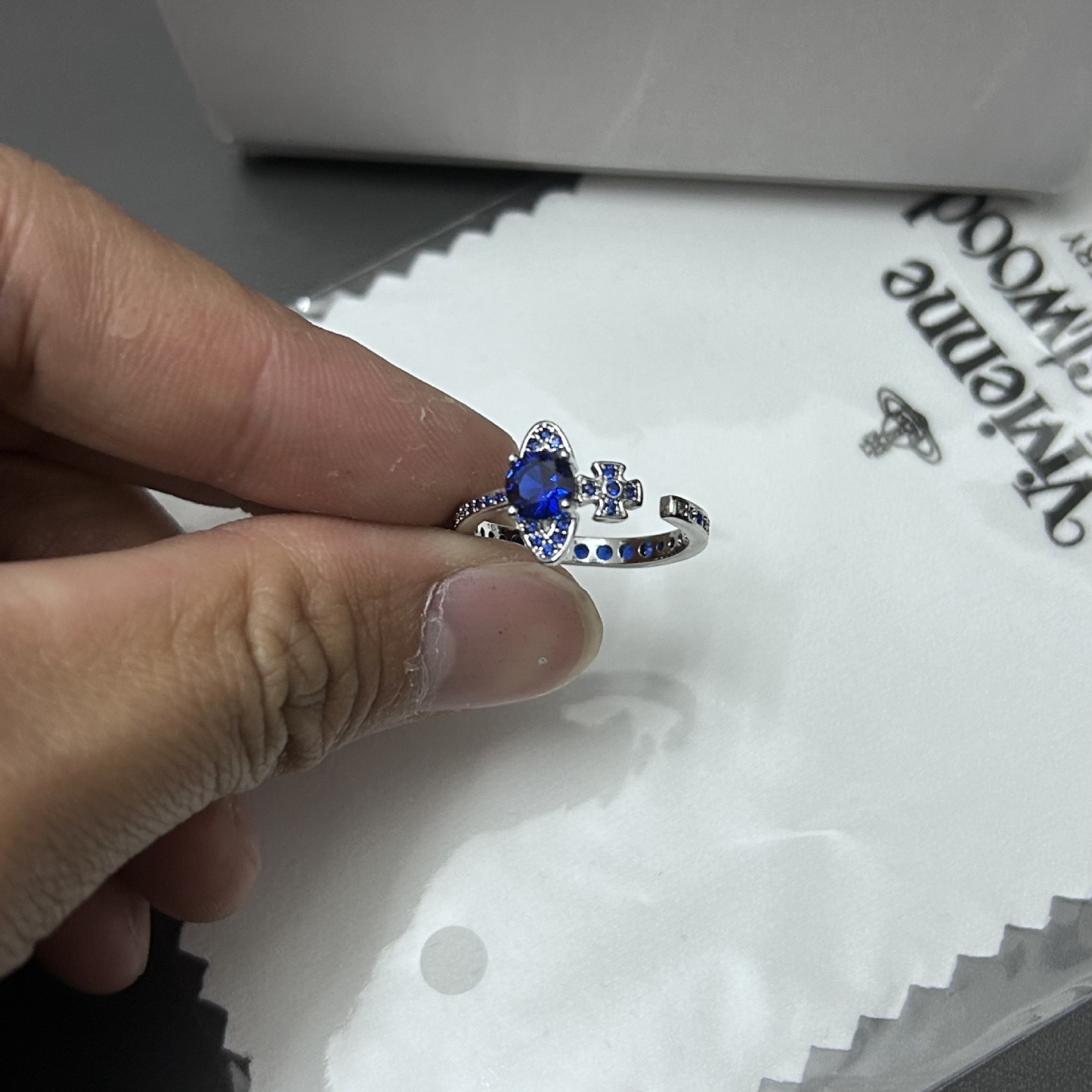 Buy replica Vivienne Westwood Adjustable Pink Purple Blue Daimond Ring and replica jewelry from PICKS Jewelry