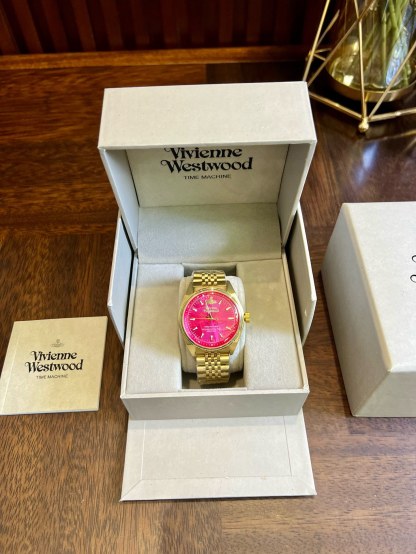 Buy replica Vivienne Westwood Rose Red Dial Gold Band Watch - 40MM and replica jewelry from PICKS Jewelry
