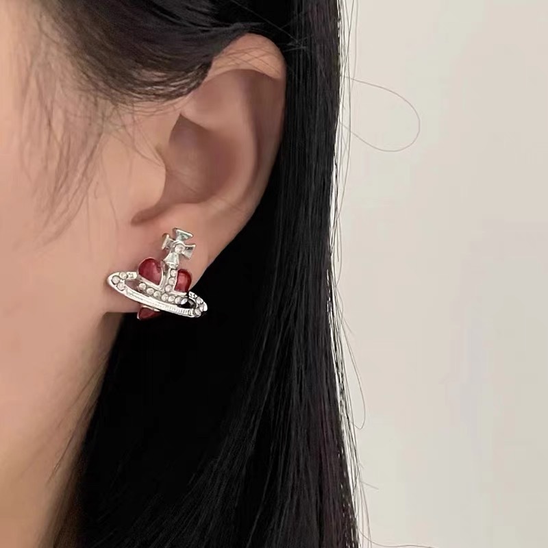 Buy replica Vivienne Westwood Enamel Love Heart Saturn Earring Stud and replica jewelry from PICKS Jewelry