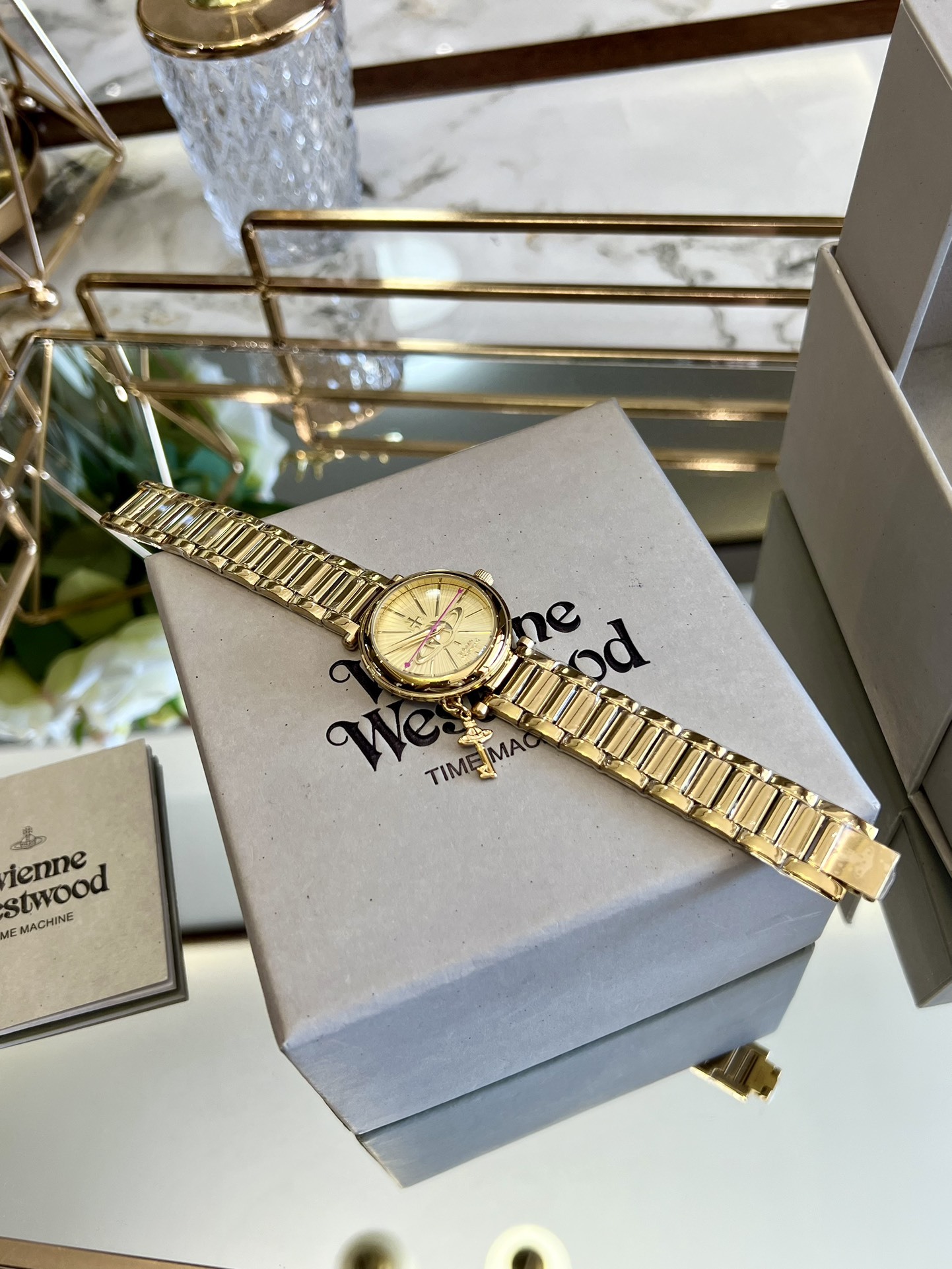 Buy replica Vivienne Westwood Gold Dial Gold Band Watch - 30MM and replica jewelry from PICKS Jewelry