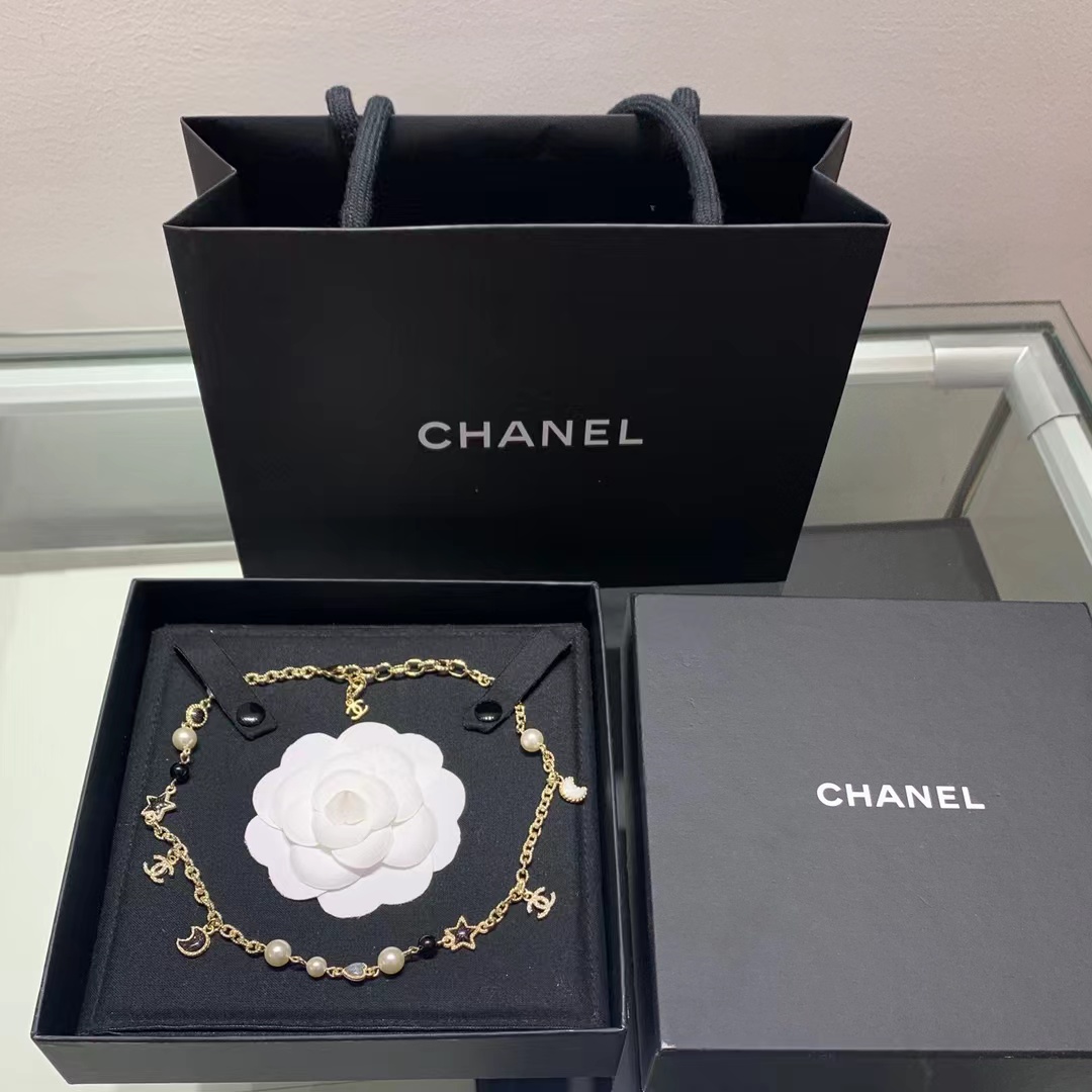 Buy replica Chanel Moon Star Pearl Charms Necklace and replica jewelry from PICKS Jewelry