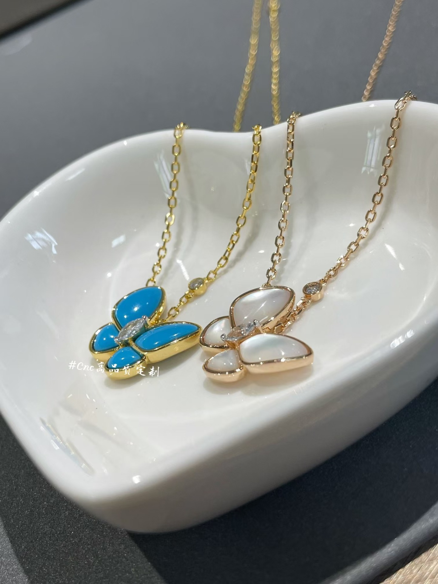Buy replica Van Cleef & Arpels Two Butterfly Pendant Necklace and replica jewelry from PICKS Jewelry
