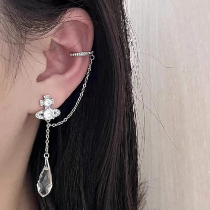Buy replica Vivienne Westwood Climber Ear cuff Saturn Waterdrop Crystal Earrings and replica jewelry from PICKS Jewelry