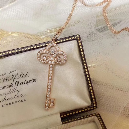 Buy replica Tiffany Full Diamond Crown Key Pendant Necklace and replica jewelry from PICKS Jewelry