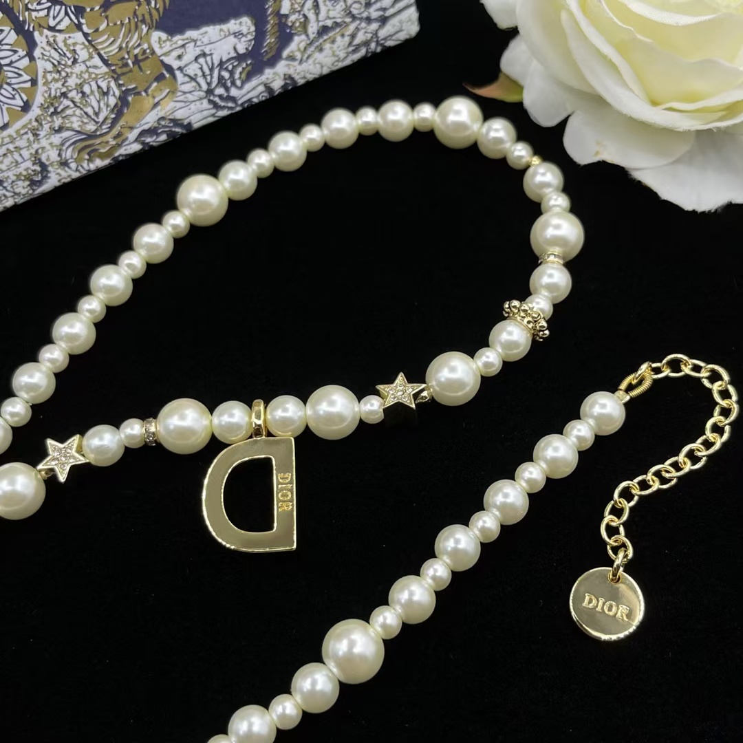 Buy replica Dior Letter D Pendant Pearl Necklace and replica jewelry from PICKS Jewelry