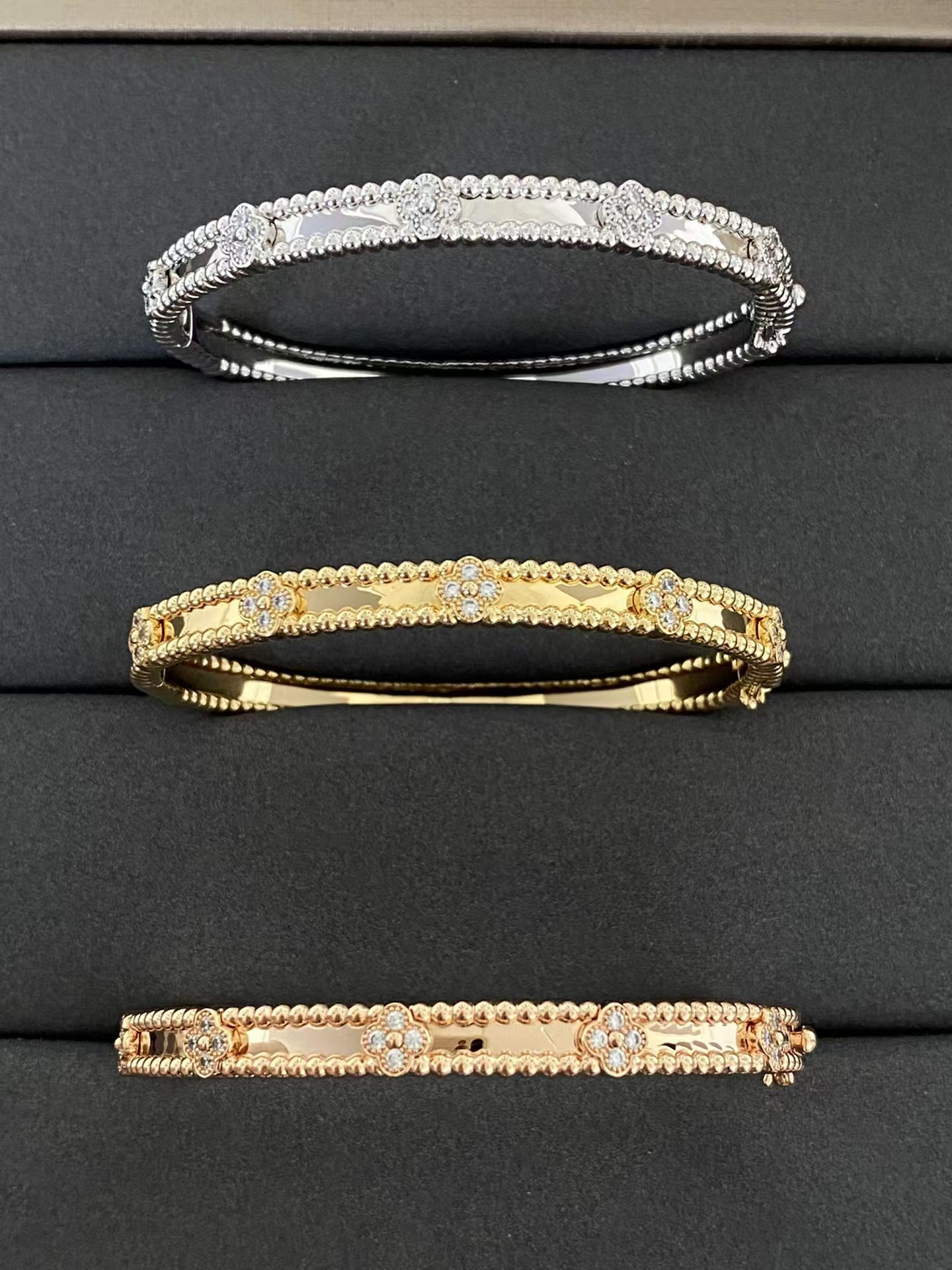 Buy replica Van Cleef & Arpels Perlée Sweet Clovers Bracelet, Medium Model and replica jewelry from PICKS Jewelry