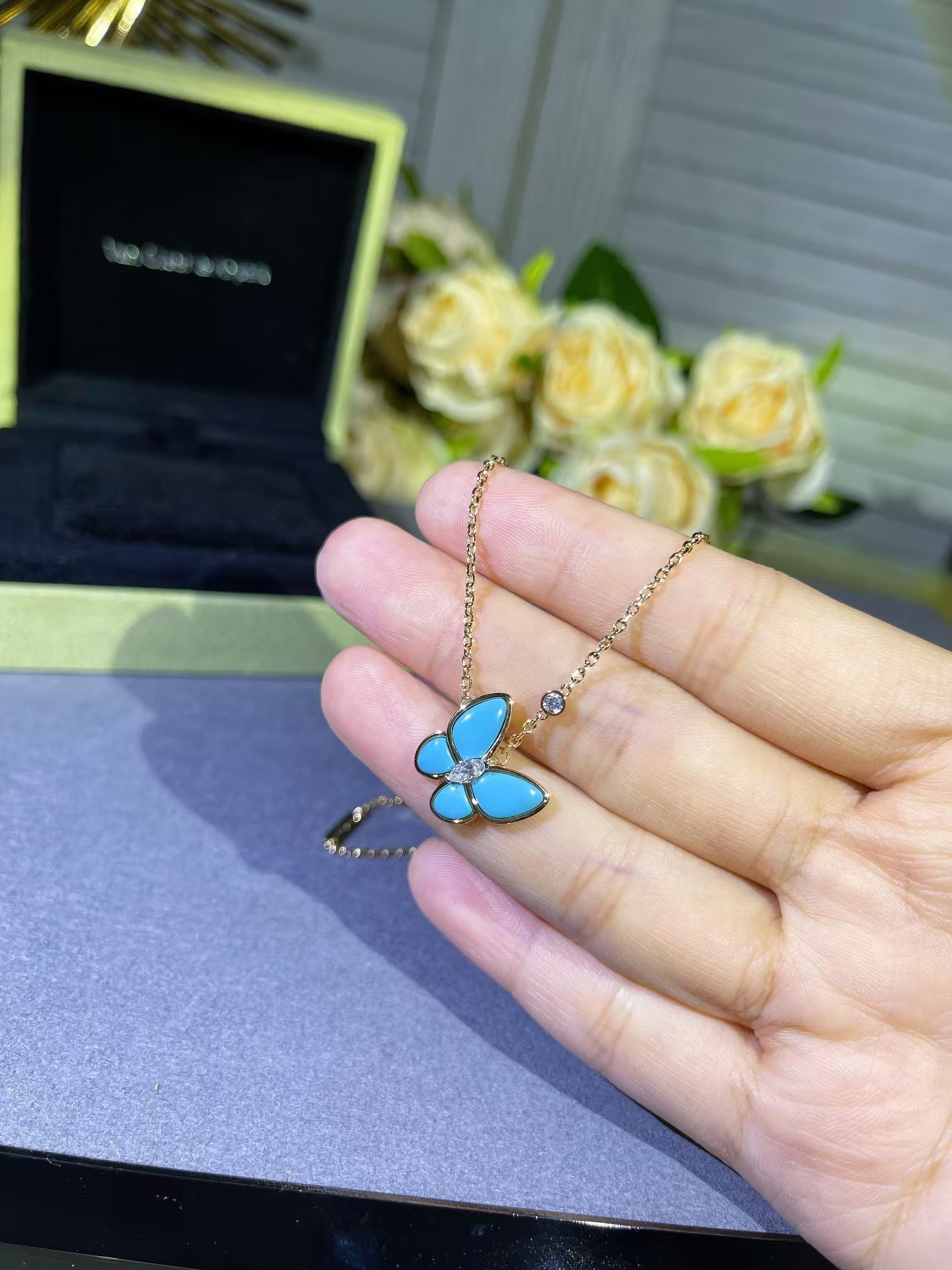 Buy replica Van Cleef & Arpels Two Butterfly Pendant Necklace and replica jewelry from PICKS Jewelry