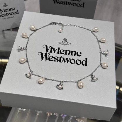 Buy replica Vivienne Westwood Baroque Pearl Saturn Charms Necklace and replica jewelry from PICKS Jewelry