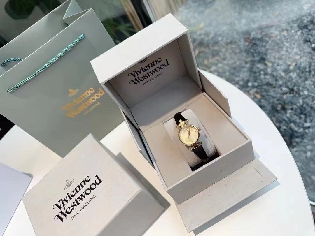Buy replica Vivienne Westwood Black Genuine Leather Band Watch - 23MM and replica jewelry from PICKS Jewelry