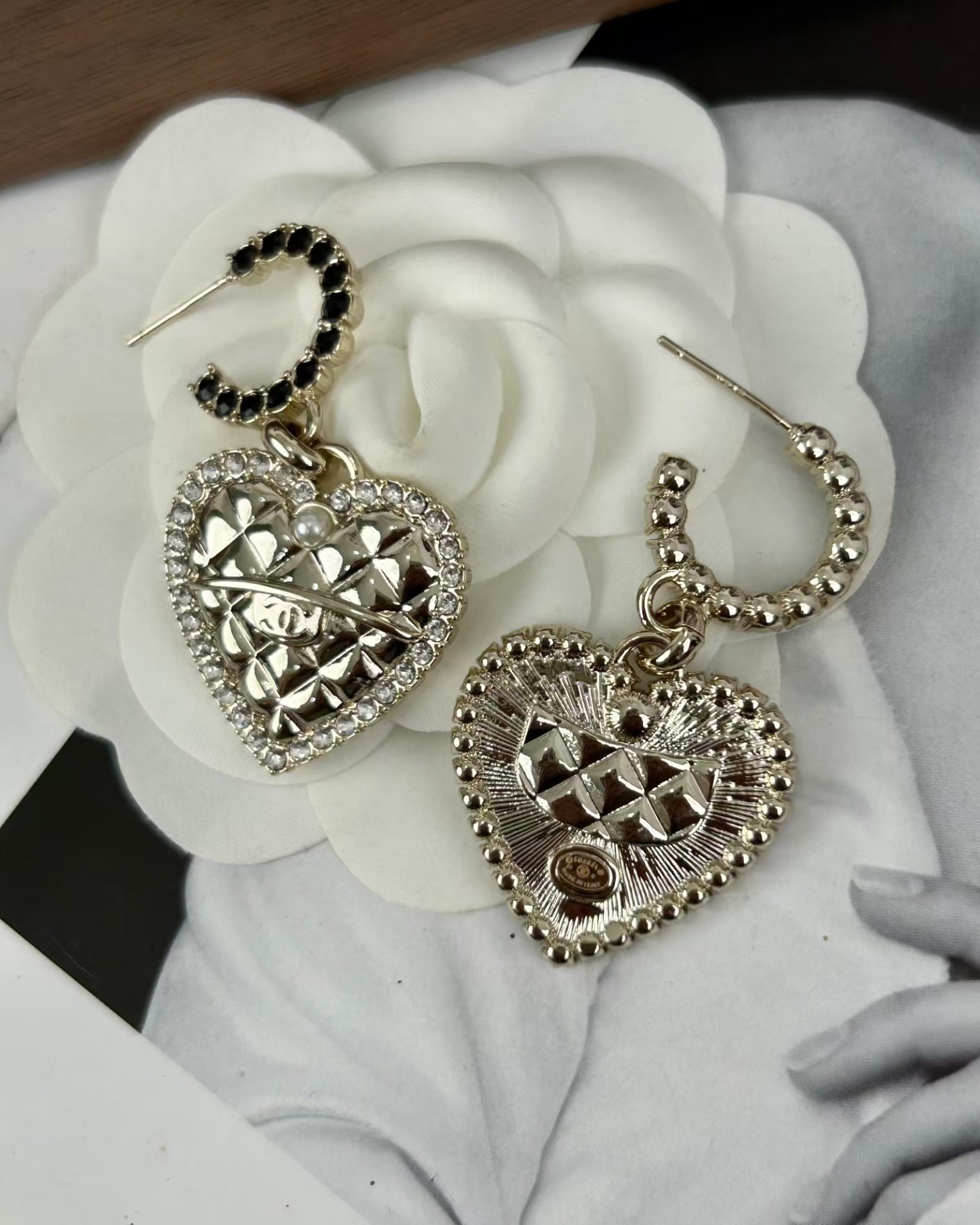 Buy replica Chanel Hoop with Heart Dangle Earrings and replica jewelry from PICKS Jewelry