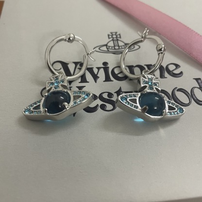 Buy replica Vivienne Westwood Blue Green Lucky Bead Saturn Earrings and replica jewelry from PICKS Jewelry