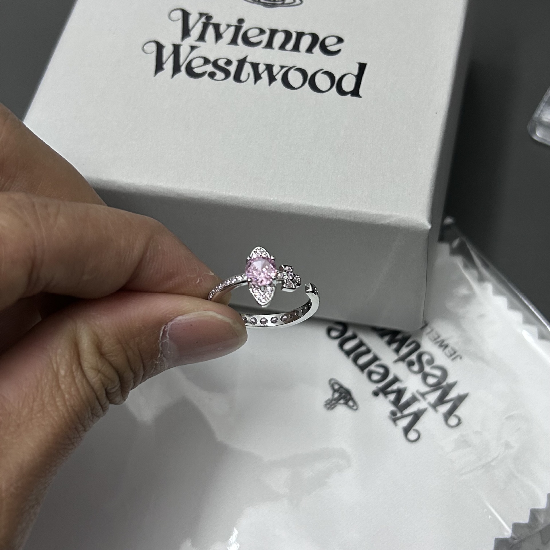 Buy replica Vivienne Westwood Adjustable Pink Purple Blue Daimond Ring and replica jewelry from PICKS Jewelry