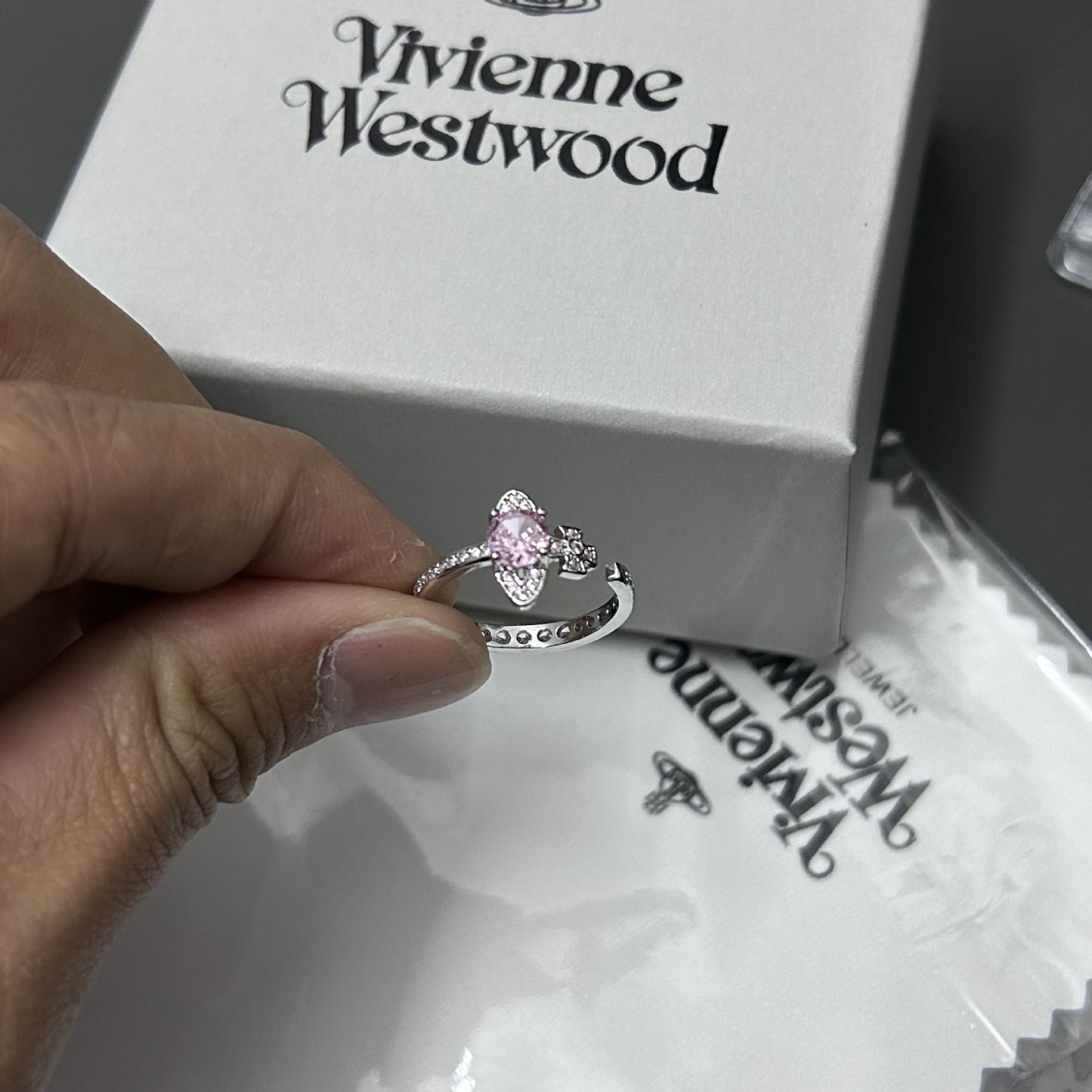 Buy replica Vivienne Westwood Adjustable Pink Purple Blue Daimond Ring and replica jewelry from PICKS Jewelry