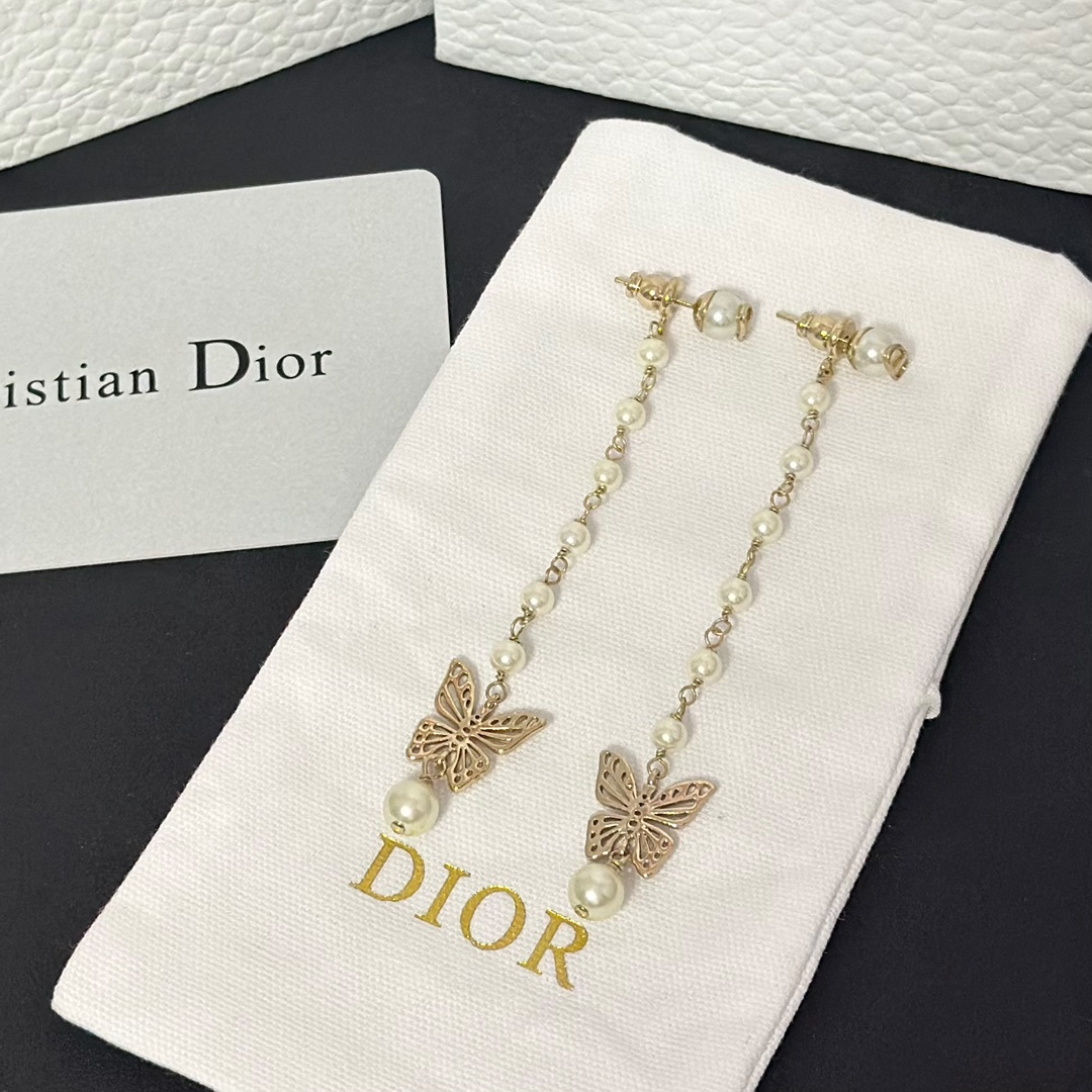 Buy replica Dior Long Tassel Butterfly Dangle Pearl Earrings and replica jewelry from PICKS Jewelry