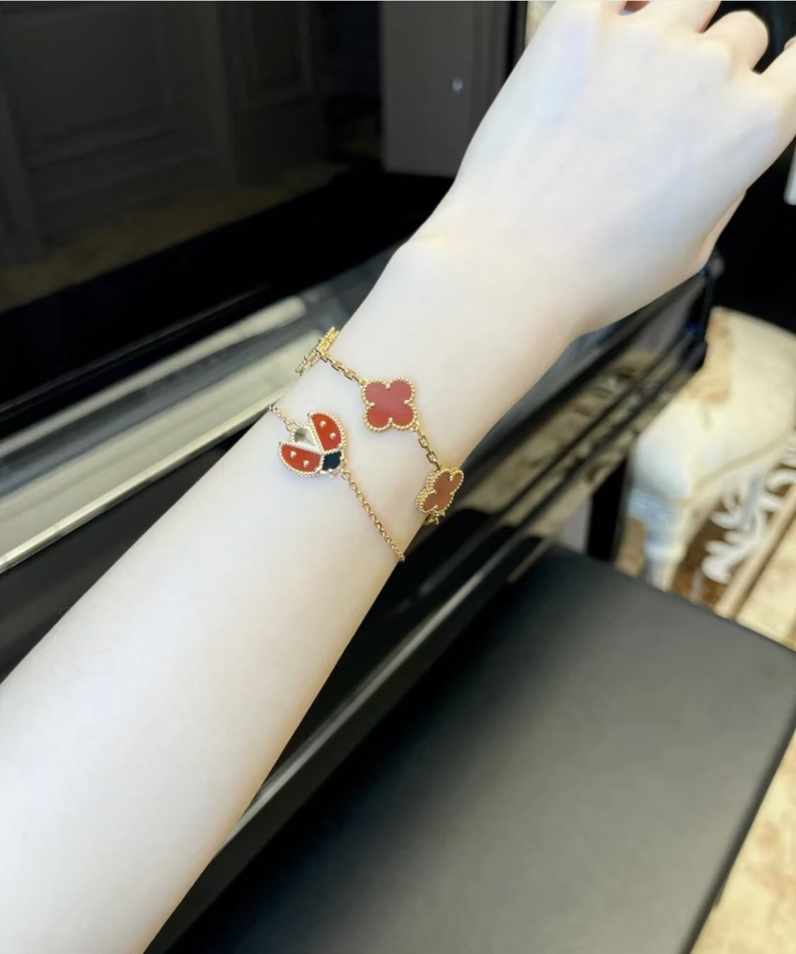 Buy replica Van Cleef & Arpels Lucky Spring Bracelet, Open Wings Ladybug and replica jewelry from PICKS Jewelry