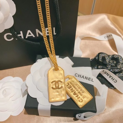 Buy replica Chanel Unisex Thick Cuban Chain Rectangle Tag Pendant Necklace and replica jewelry from PICKS Jewelry