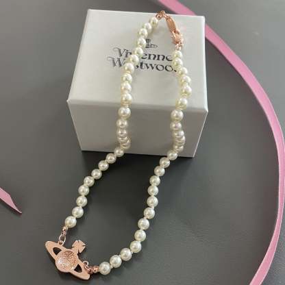Buy replica Vivienne Westwood Saturn Pendant Pearl Necklace and replica jewelry from PICKS Jewelry