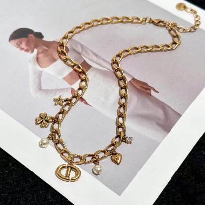 Buy replica Dior Vintage Cuban Chain with Charms CD Pendant Necklace and replica jewelry from PICKS Jewelry