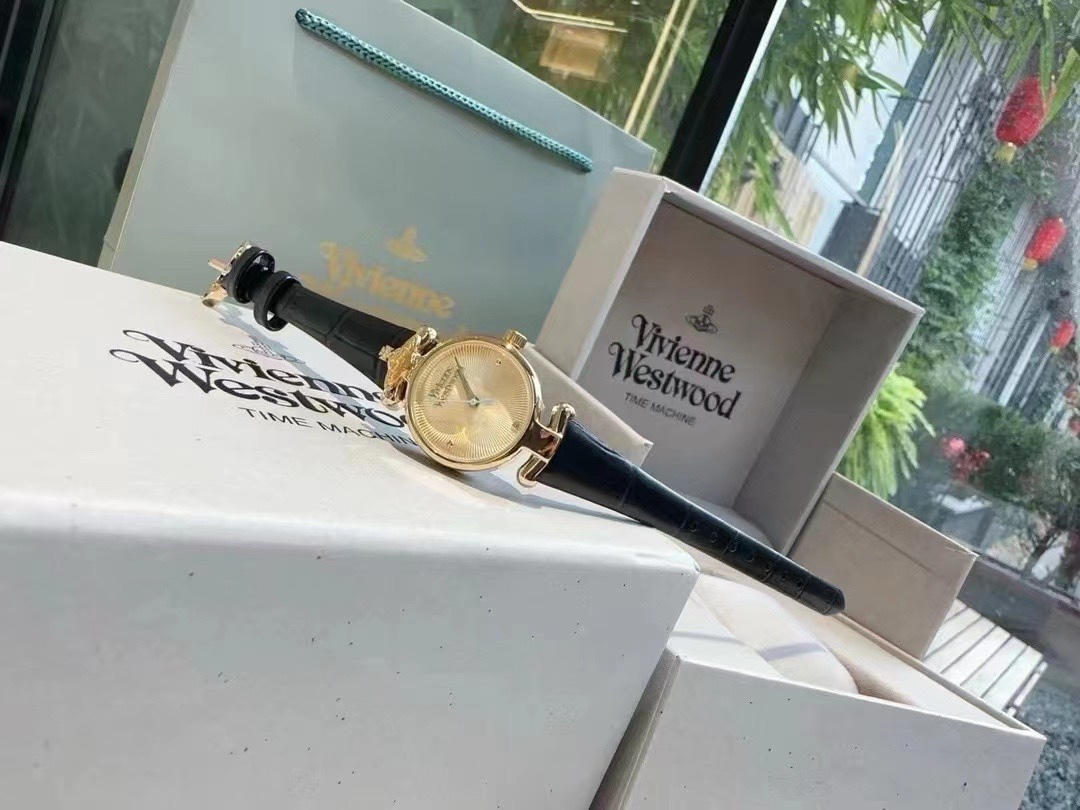 Buy replica Vivienne Westwood Black Genuine Leather Band Watch - 23MM and replica jewelry from PICKS Jewelry