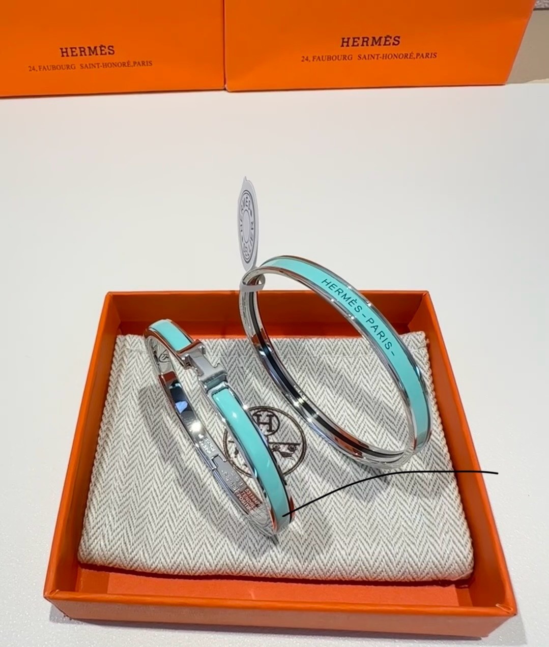 Buy replica Hermes H Blue Enamel Bracelet and replica jewelry from PICKS Jewelry