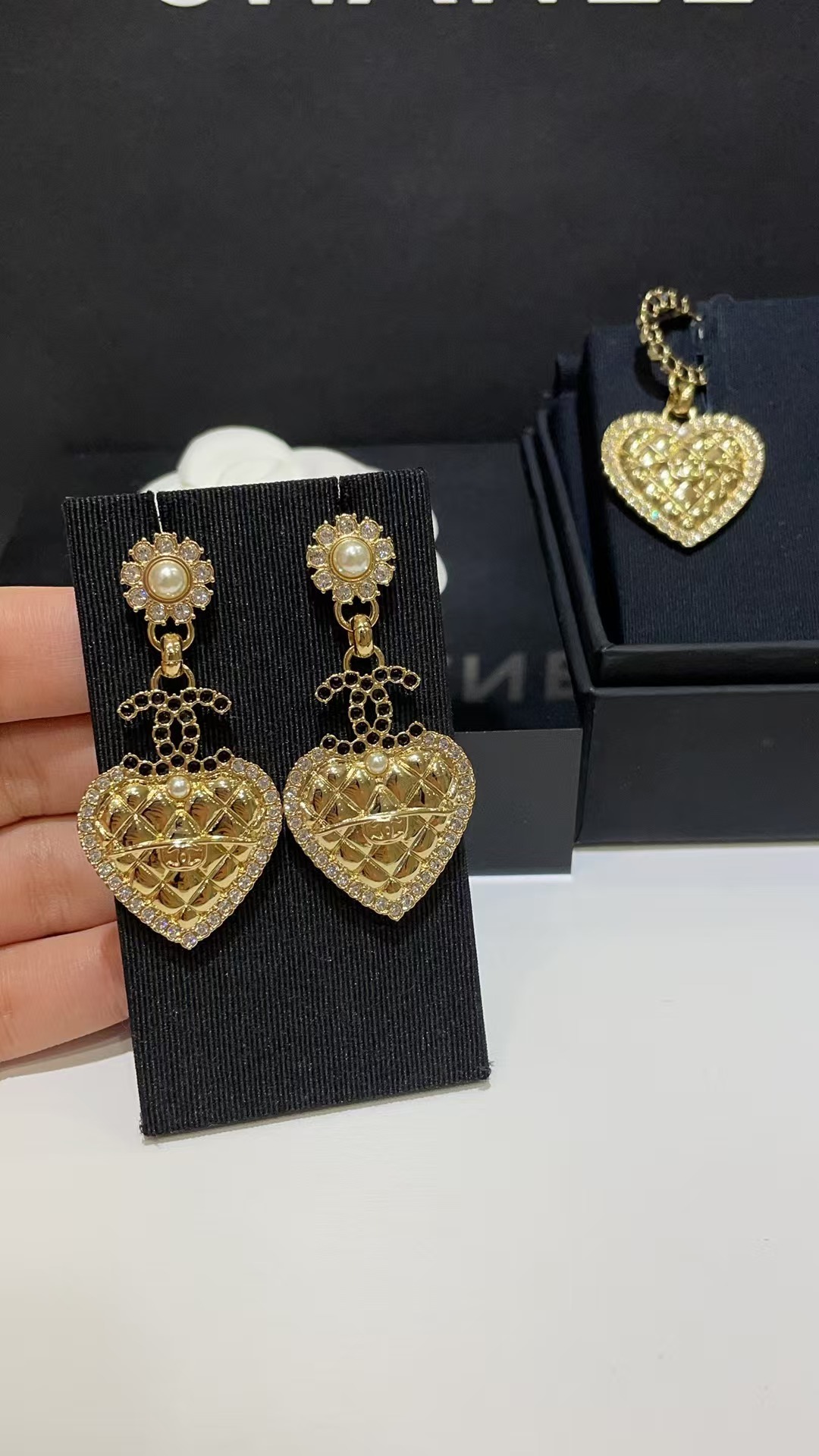 Buy replica Chanel Love Heart Dangle Earrings and replica jewelry from PICKS Jewelry