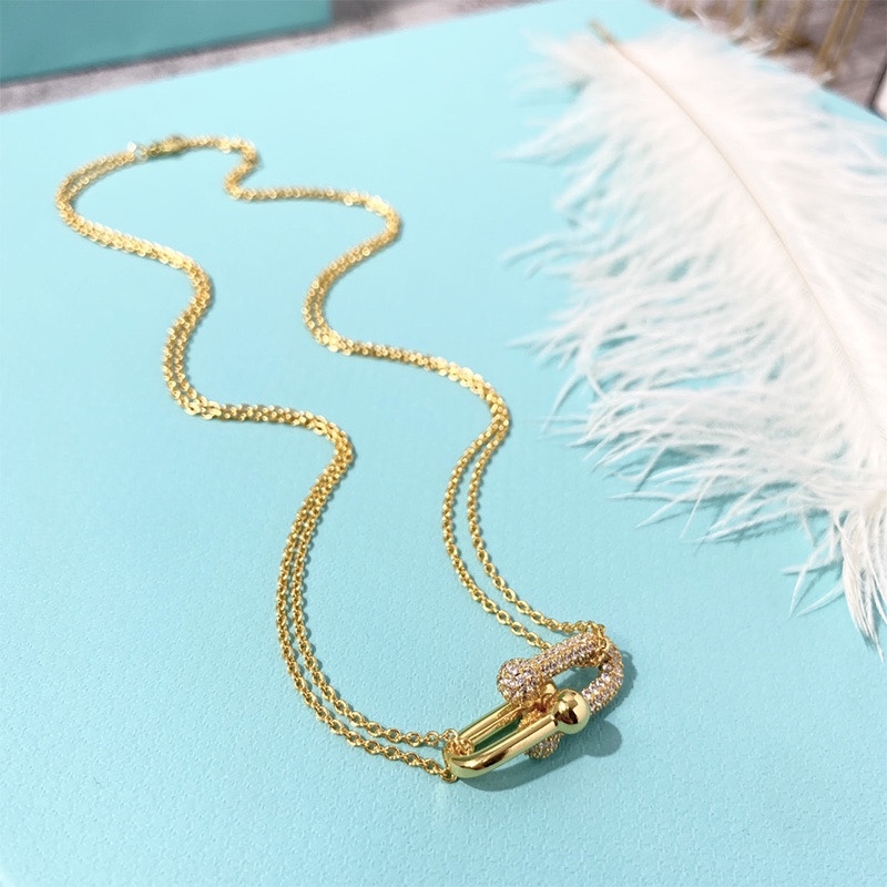 Buy replica Tiffany Diamond Double Horseshoe Clasp Pendant Necklace and replica jewelry from PICKS Jewelry