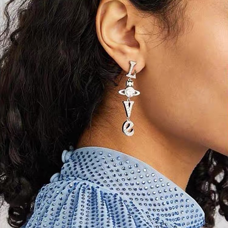 Buy replica Vivienne Westwood Letter LOVE Long Style Earrings and replica jewelry from PICKS Jewelry