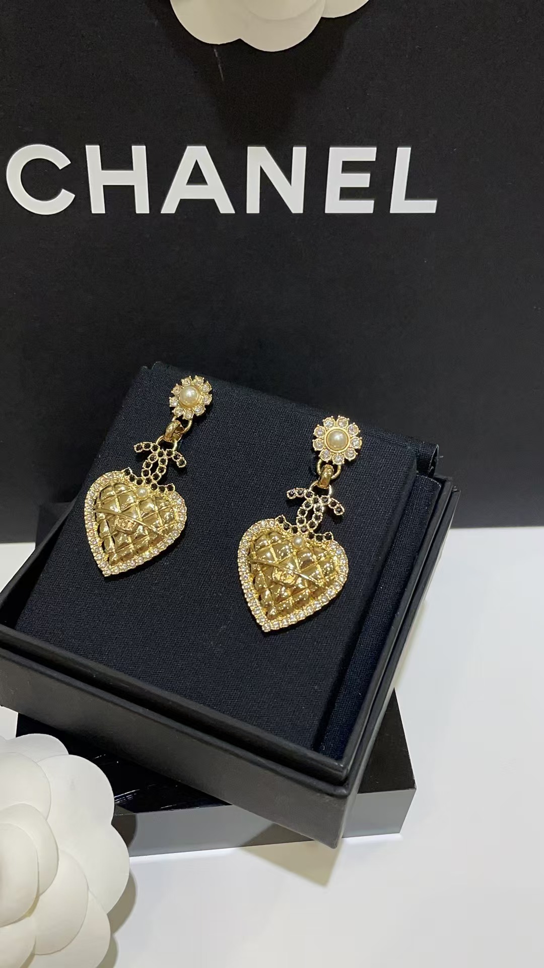 Buy replica Chanel Love Heart Dangle Earrings and replica jewelry from PICKS Jewelry