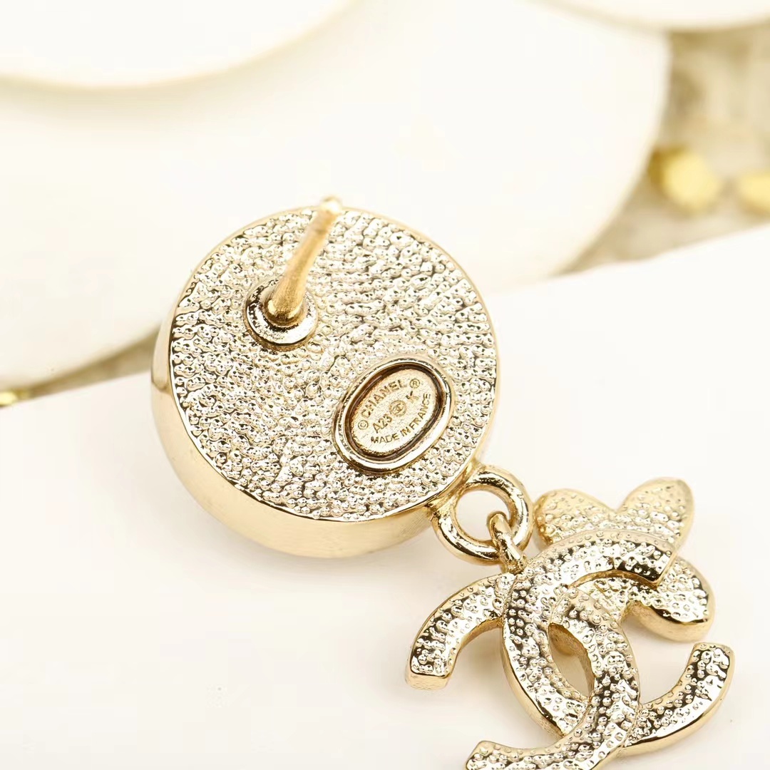 Buy replica Chanel Pearl Stud Double C Dangle Earring and replica jewelry from PICKS Jewelry