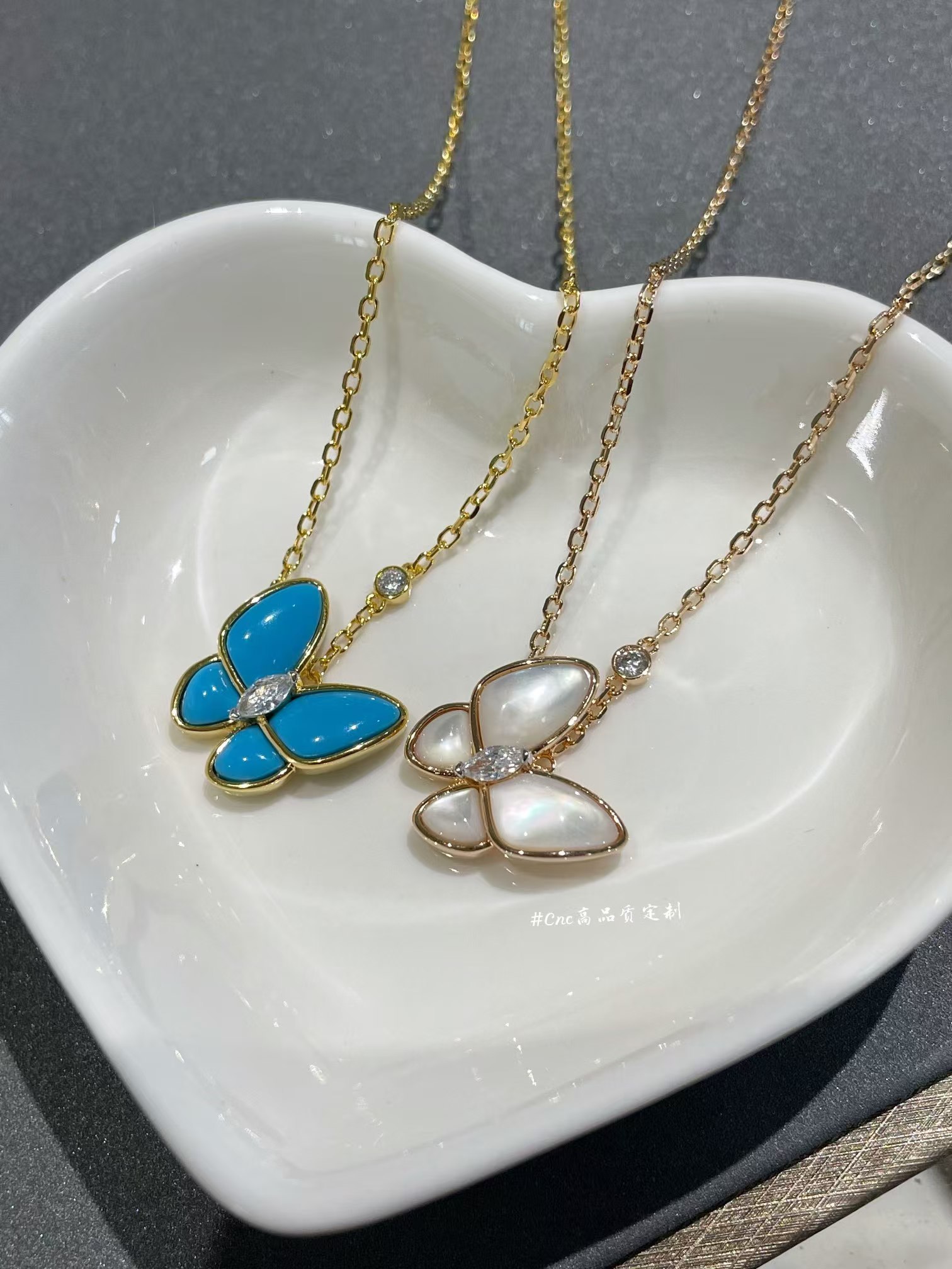 Buy replica Van Cleef & Arpels Two Butterfly Pendant Necklace and replica jewelry from PICKS Jewelry