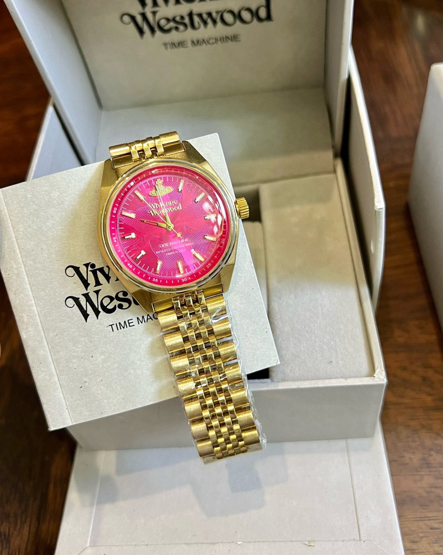 Buy replica Vivienne Westwood Rose Red Dial Gold Band Watch - 40MM and replica jewelry from PICKS Jewelry