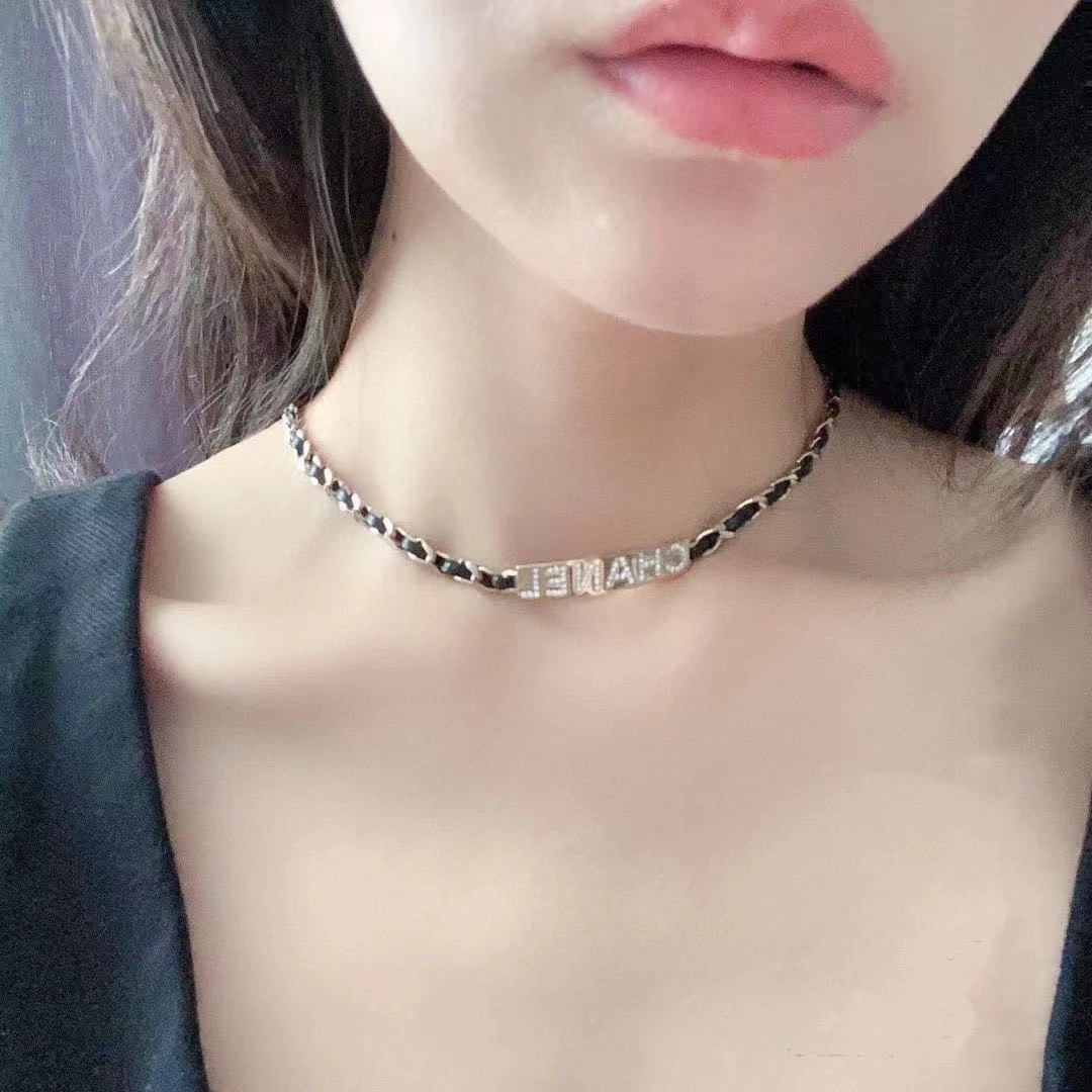 Buy replica Chanel Leather Cuban Chain Choker Necklace and replica jewelry from PICKS Jewelry