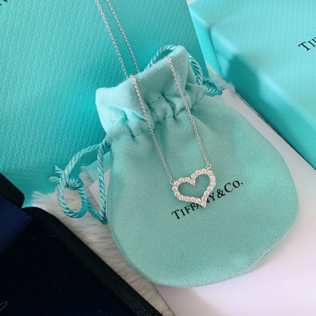 Buy replica Tiffany Medium Full Diamond Love Heart Pendant Necklace and replica jewelry from PICKS Jewelry