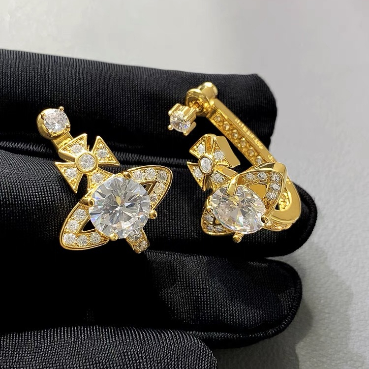 Buy replica Vivienne Westwood Pink White Diamond Saturn Earrings and replica jewelry from PICKS Jewelry
