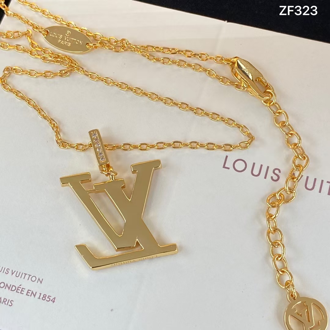 Buy replica Louis Vuitton Colorful Diamond LV Letters Pendant Necklace and replica jewelry from PICKS Jewelry
