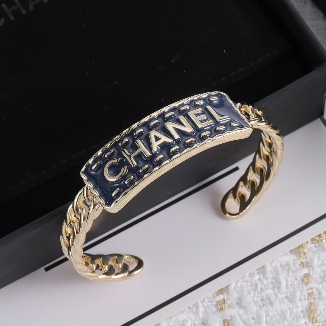 Buy replica Chanel Letters Denim Open Bangle Bracelet and replica jewelry from PICKS Jewelry