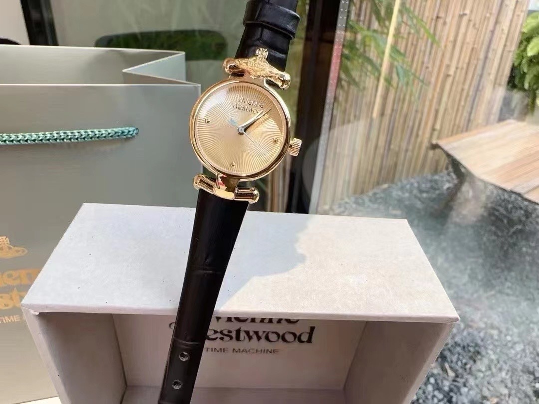 Buy replica Vivienne Westwood Black Genuine Leather Band Watch - 23MM and replica jewelry from PICKS Jewelry
