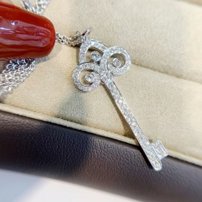 Buy replica Tiffany Full Diamond Crown Key Pendant Necklace and replica jewelry from PICKS Jewelry