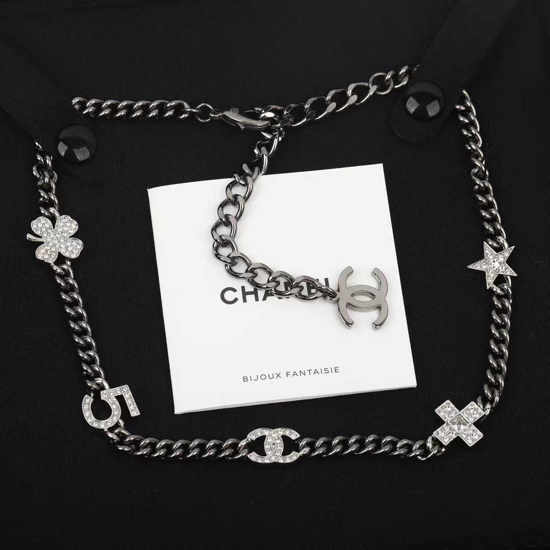 Buy replica Chanel Black Cuban Chain Choker Necklace and replica jewelry from PICKS Jewelry