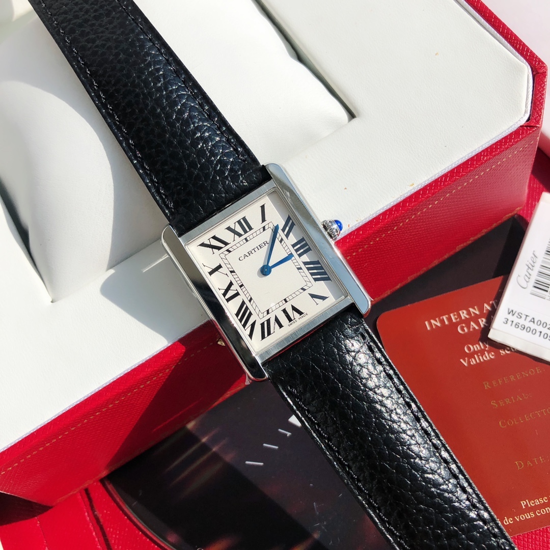 Buy replica Cartier Classic Tank Series Calf Leather Strap Women Watch and replica jewelry from PICKS Jewelry