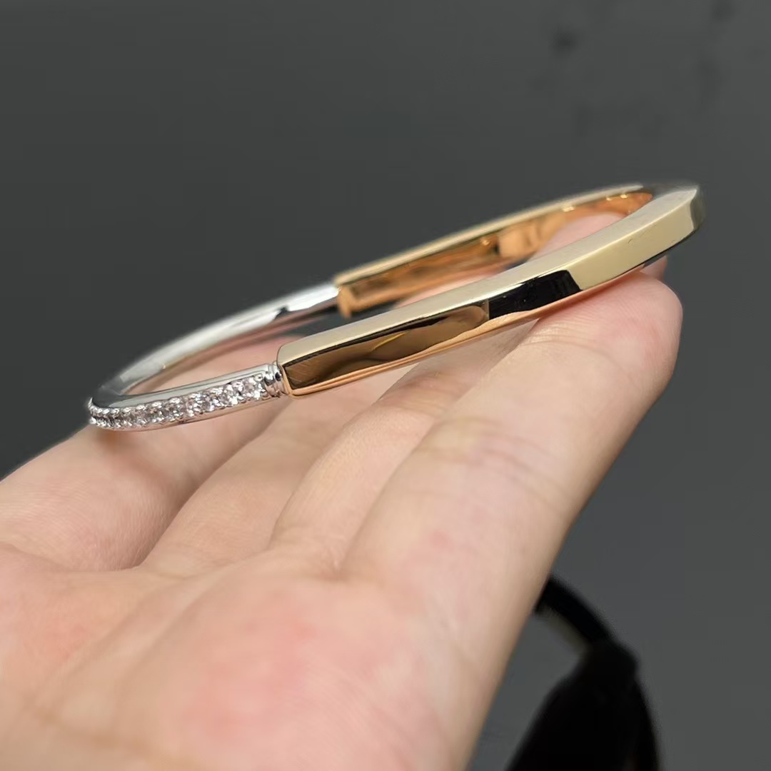 Buy replica Tiffany Lock Bangle Half Pavé Diamonds and replica jewelry from PICKS Jewelry