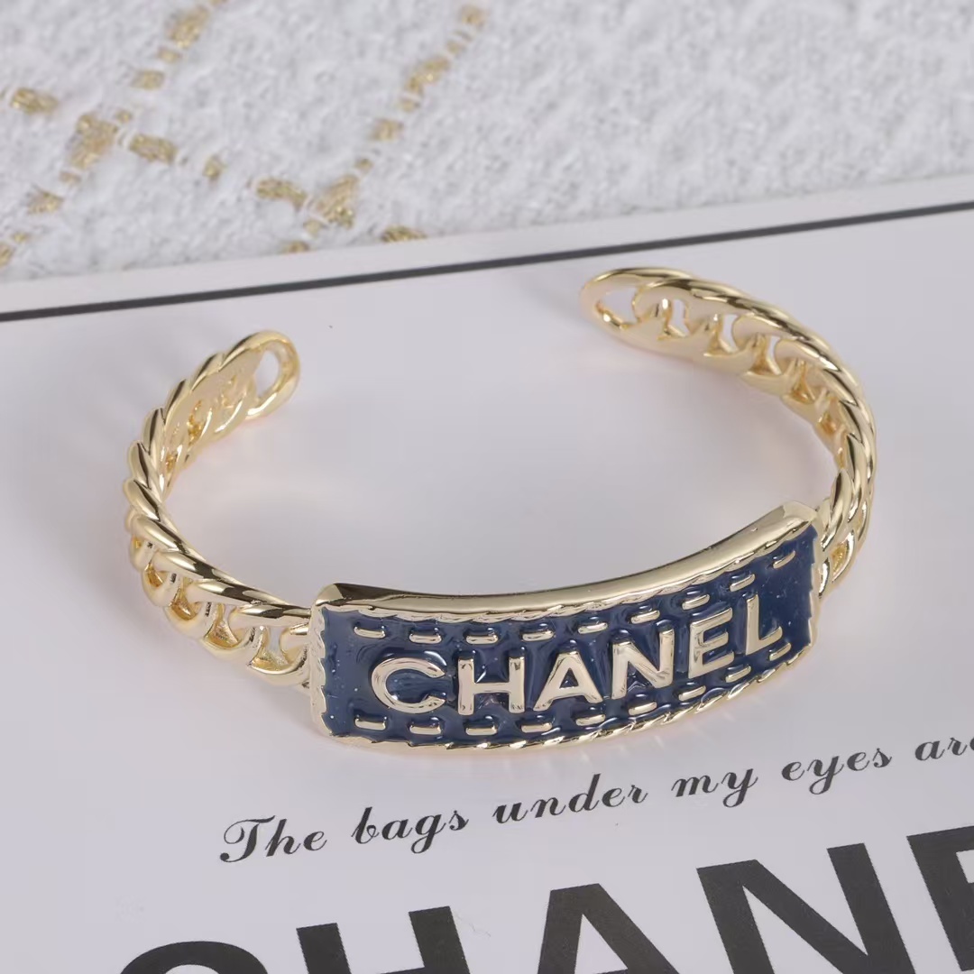 Buy replica Chanel Letters Denim Open Bangle Bracelet and replica jewelry from PICKS Jewelry