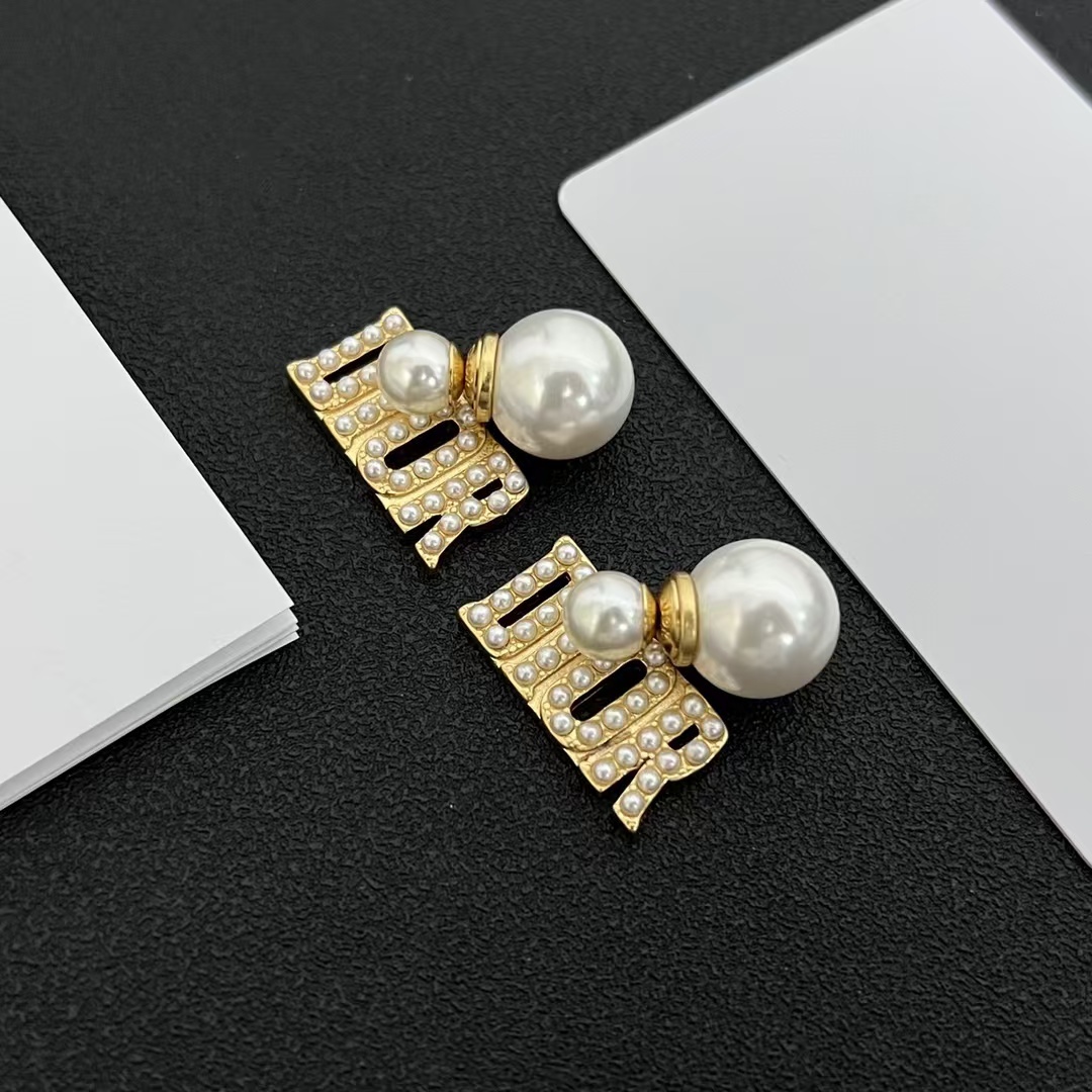 Buy replica Pearl Paved Dior Letters Earrings and replica jewelry from PICKS Jewelry
