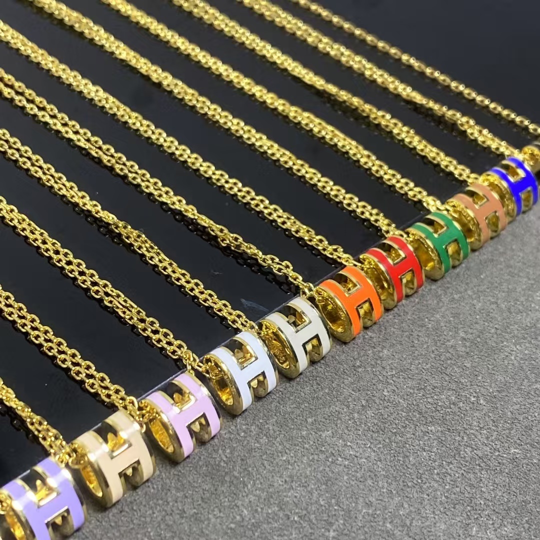 Buy replica Hermes Mini Enamel H Pendant Necklace and replica jewelry from PICKS Jewelry