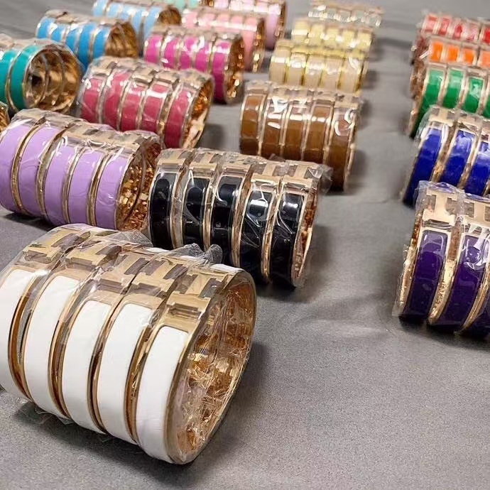 Buy replica Hermes Wide H Enamel Bracelet - 21 Colors Available and replica jewelry from PICKS Jewelry