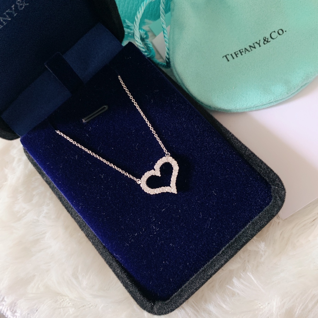 Buy replica Tiffany Medium Full Diamond Love Heart Pendant Necklace and replica jewelry from PICKS Jewelry