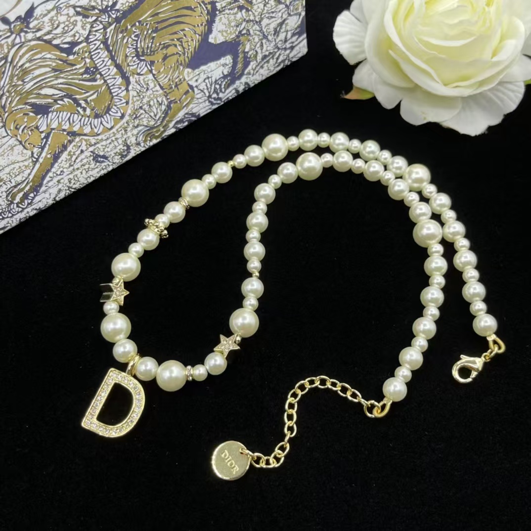 Buy replica Dior Letter D Pendant Pearl Necklace and replica jewelry from PICKS Jewelry