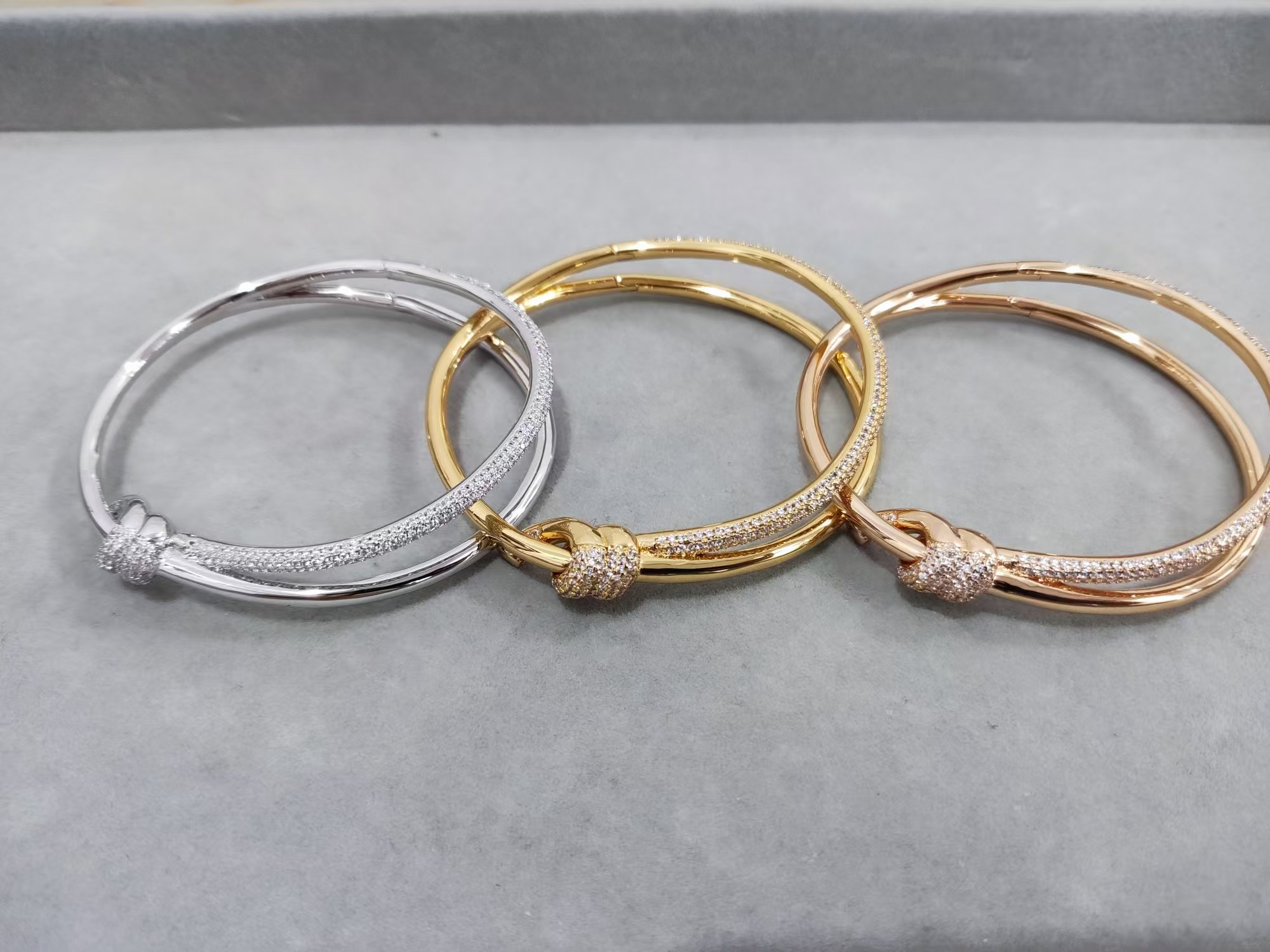 Buy replica Tiffany Knot Double Row Hinged Bangle and replica jewelry from PICKS Jewelry